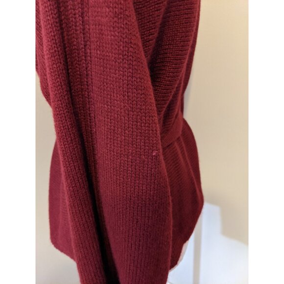Womens Red Belted Cozy Knit Sweater Boat Neck Long Sleeve Glam Fall Winter M - Picture 5 of 9